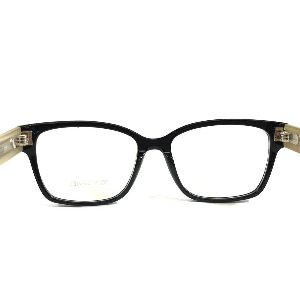 Tom Davies Eyeglasses Frames TD774 Col. 1263 Black Ivory Cat Eye 53-17-140